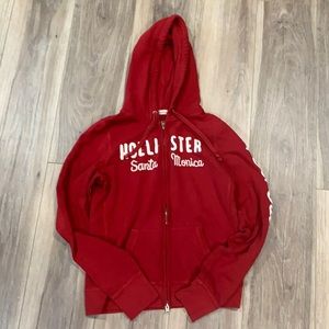 Burgundy Santa Monica Hollister zip up hoodie